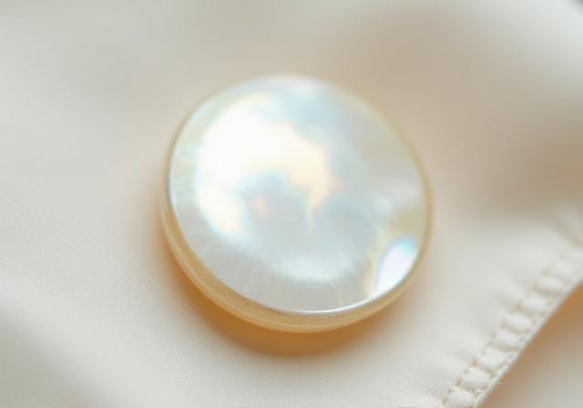 Gros plan sur un bouton en nacre.